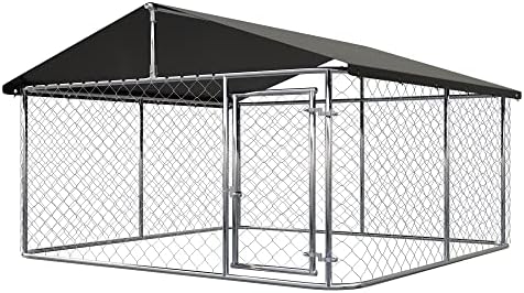 Petony Outdoor Dog Playpen 7.5‘ x 7.5' Heavy Duty Dog Kennel House Mesh Dog Big Cage Pet Kennel Steel Fence with Secure Lock