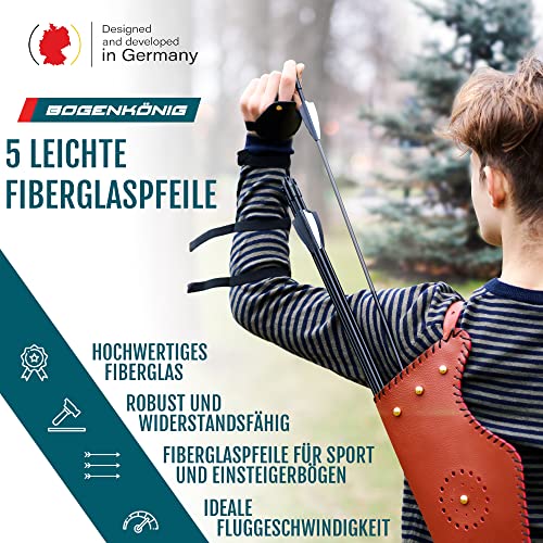 Bogenkönig 13,6 kg Holz Pfeil und Bogen Set mit Köcher Sportbogen für Präzises Zielen | Langlebig & Sicher für den Innenbereich | Ideal für Junge Bogenschützen | Kinderbogen Recurve Zielscheibeh