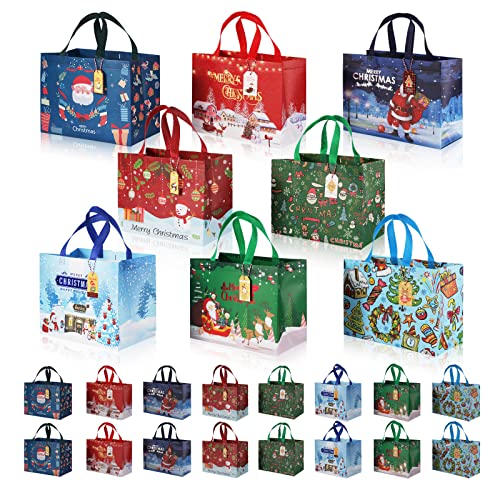 M-sorflly 16 Pack Christmas Gift Bags with Gift Tags, Medium
