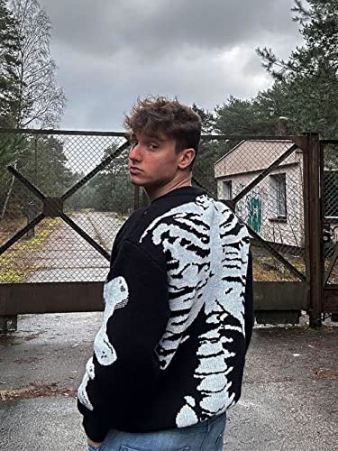 Aelfric Eden Skeleton Sweater Crew Neck Vintage Oversized Long Sleeve Y2k Pullover Skull Halloween Sweater4