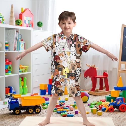 Image of visesunny Boy Floral Short Sleeve Button Down Shirt & Casual Shorts Set Summer Outfits 3-10 Years Clothes