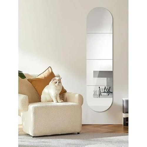 4 قطع من مراة اكريليك ذاتية اللصق بطول كامل 30 انش، مجموعة مراة اكريليك مرنة يمكنك تركيبها بنفسك لتزيين غرفة النوم وغرفة المعيشة والحمام