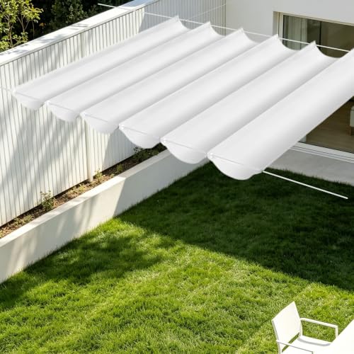 Toile ombrage imperméable rétractable vague 550x340 cm extérieur blanc sable