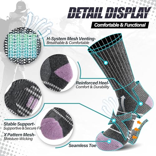 Image of ANTSANG 5 Pairs Merino Wool Hiking Socks for Men & Women Thermal Winter Warm Moisture Wicking Cushion Boot Socks