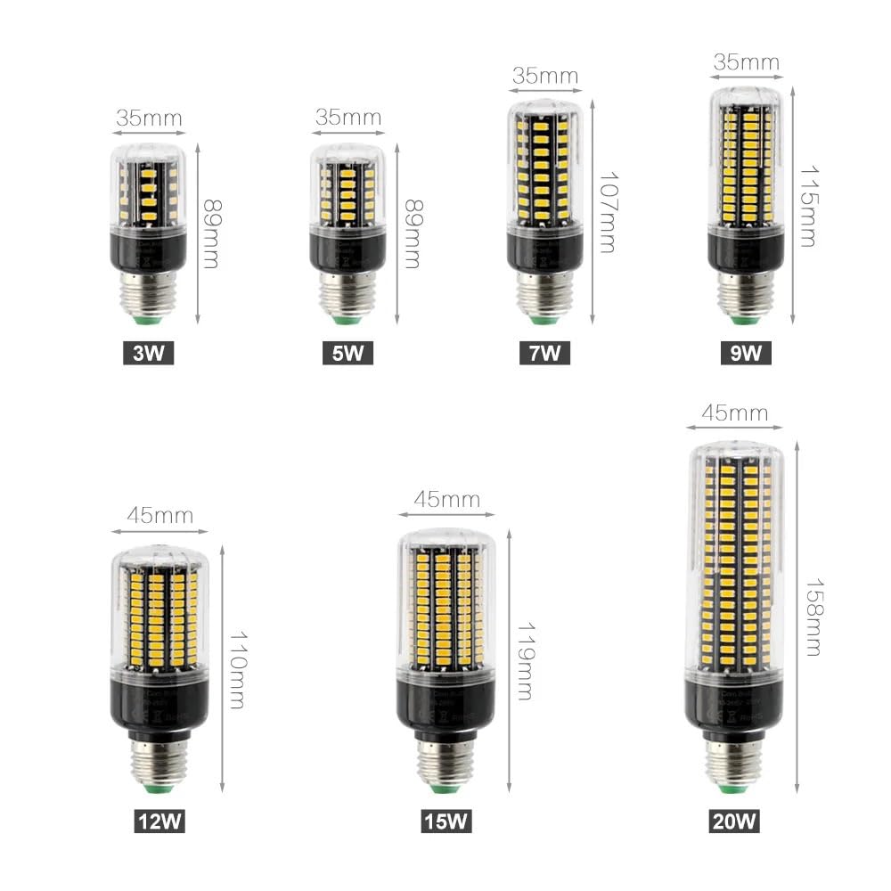 Lot de 10 Ampoules LED LED 5736SMD, 85-265 V CA, culot E27/E14/B22, Puissance réelle sans Scintillement, 3 W, 5 W, 7 W, 9 W, 12 W, 15 W, 20 W, pour l'éclairage intérieur de la Maison.