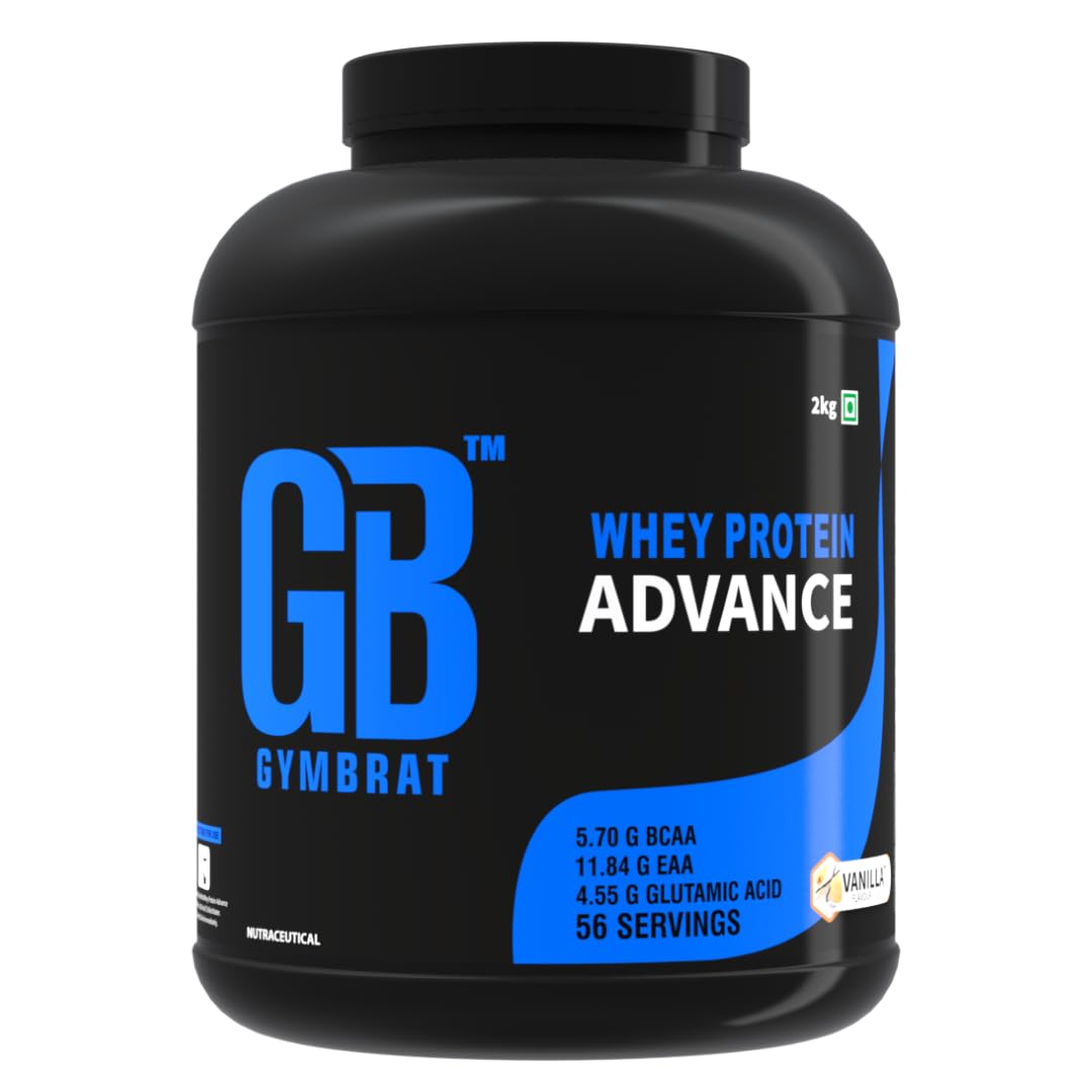 GymBrat Whey Protein Advance Powder for Adults, Helps in Muscle Gain & Fat Loss, Whey Protein Concentrate - 2 Kg, Vanilla Flavour, 56 Servings (B0CQ8BLZL3) Amazon Price History, Amazon Price Tracker