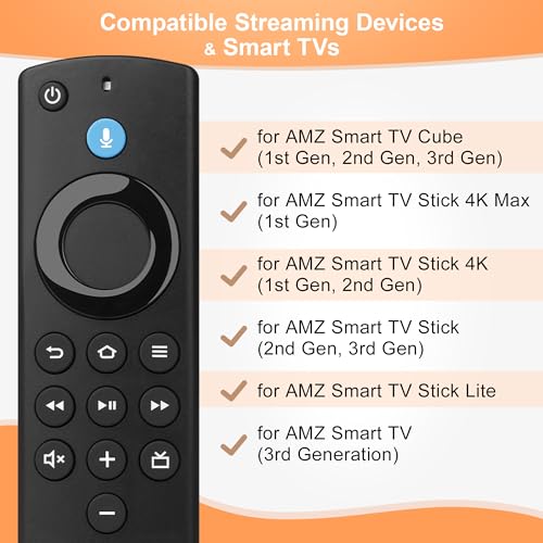 Image of Replacement Voice Firestick Remote Control Compatible with Fire Smart TV Stick 4K, for FireStick(Lite,4K Max,HD,2nd Gen,3rd Gen), for TV Cube /Smart TV 3rd Gen