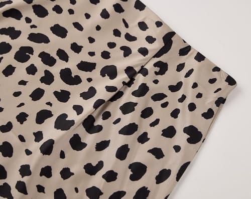 Keasmto Leopard Skirt for Women Midi Length High Waist Silk Satin Elasticized Cheetah Casual Ladies Skirts - Image 6