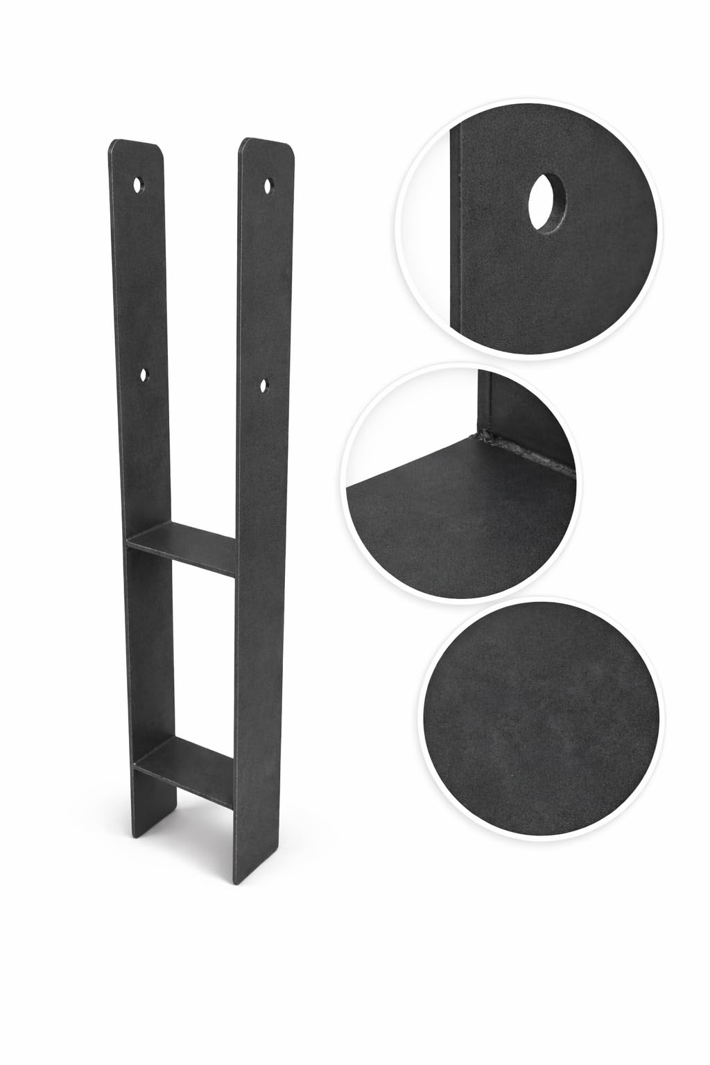 BirnePower H-Pfostenanker 101mm zum Einbetonieren Anthrazit Schwerlast - Pfostenträger 600mm Länge 5mm Stärke - Betonanker für Carport Pergola & Holzzaun (8 Stück)