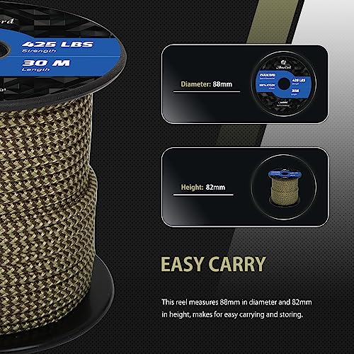 Abma Cord Paracord 425 lbs 3mm 100% Nylon 30M - Army Green & Holy Guacamole, Shockwave-army Green & Holy Guacamole, 30 Meters - Image 2