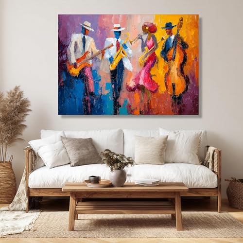 Tableau jazz sur toile pour habiller un mur vide salon musique 40x60