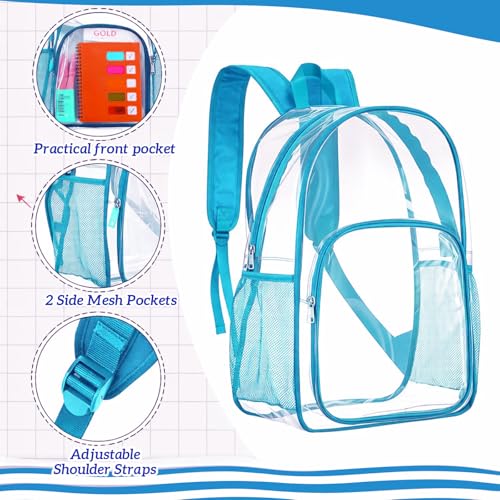 Image of Amylove 48 Pcs Clear Backpack bulk for Stadium Events Heavy Duty PVC Transparent Bookbag for College Workplace Security (17 Inches,12 Colors)