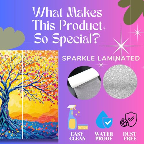 Image of Kalpvriksh Tree Painting MDF Wall Art | Sparkle Laminated Golden Tree Painting in 5 Pieces | Big Size Wall Art for Living Room, Office, Bedroom, and Home Decor