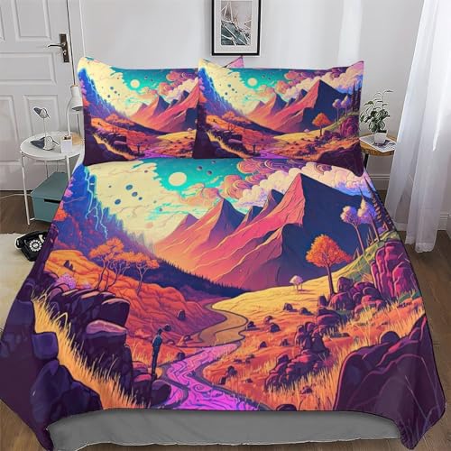 Housse de couette psychédélique 3 pièces douce et infroissable