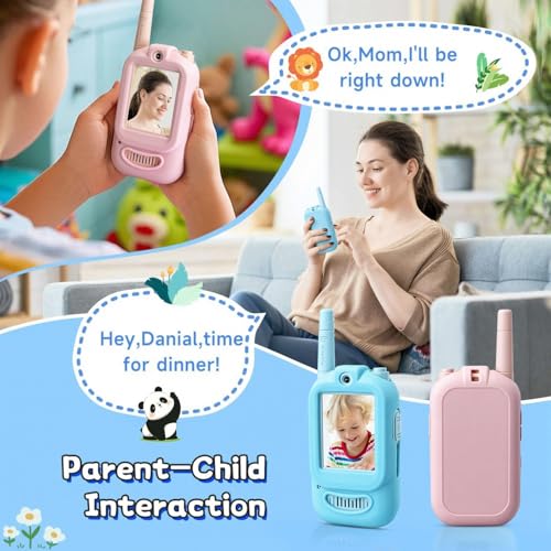 Image of Video Walkie Talkies for Kids, Handheld 2 Pack Rechargeable Video Intercom Kids Walkies Talkies, Indoor Outdoor Toys for Family Games, Outside, Camping, Hiking for Boys Girls Ages 3-12 (B /P co)