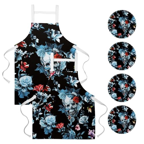 Tablier de cuisine anti salissure lot de 2 avec broches amovibles