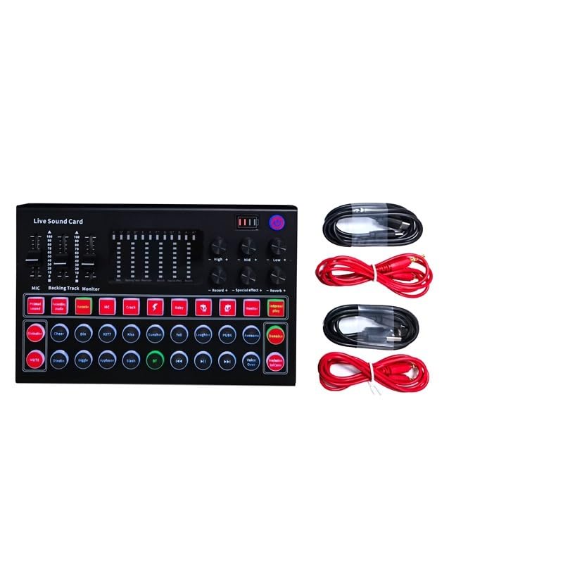 Controlador de DJ, Tarjeta de sonido M9 Tarjeta de sonido en vivo con luces de colores Compatible con multiplataforma