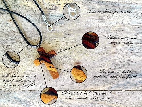 Image of Dagrer Handcrafted Rosewood Cross Pendant Necklace