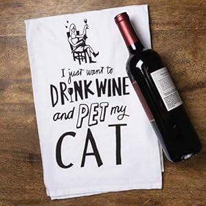 Primitives by Kathy 36922 LOL Made You Smile Dish Towel, 28 x 28-Inches, Drink Wine and Pet My Cat Primitives by Kathy 36922 LOL Made You Smile Dish Towel 28 x 28 Inches Drink Wine and Pet My Cat