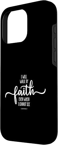 Miniatura 53 de Funda para iPhone 12 Pro Max con texto en inglés "I Will Walk By Faith, God Jesus Christian Bible Inspiration