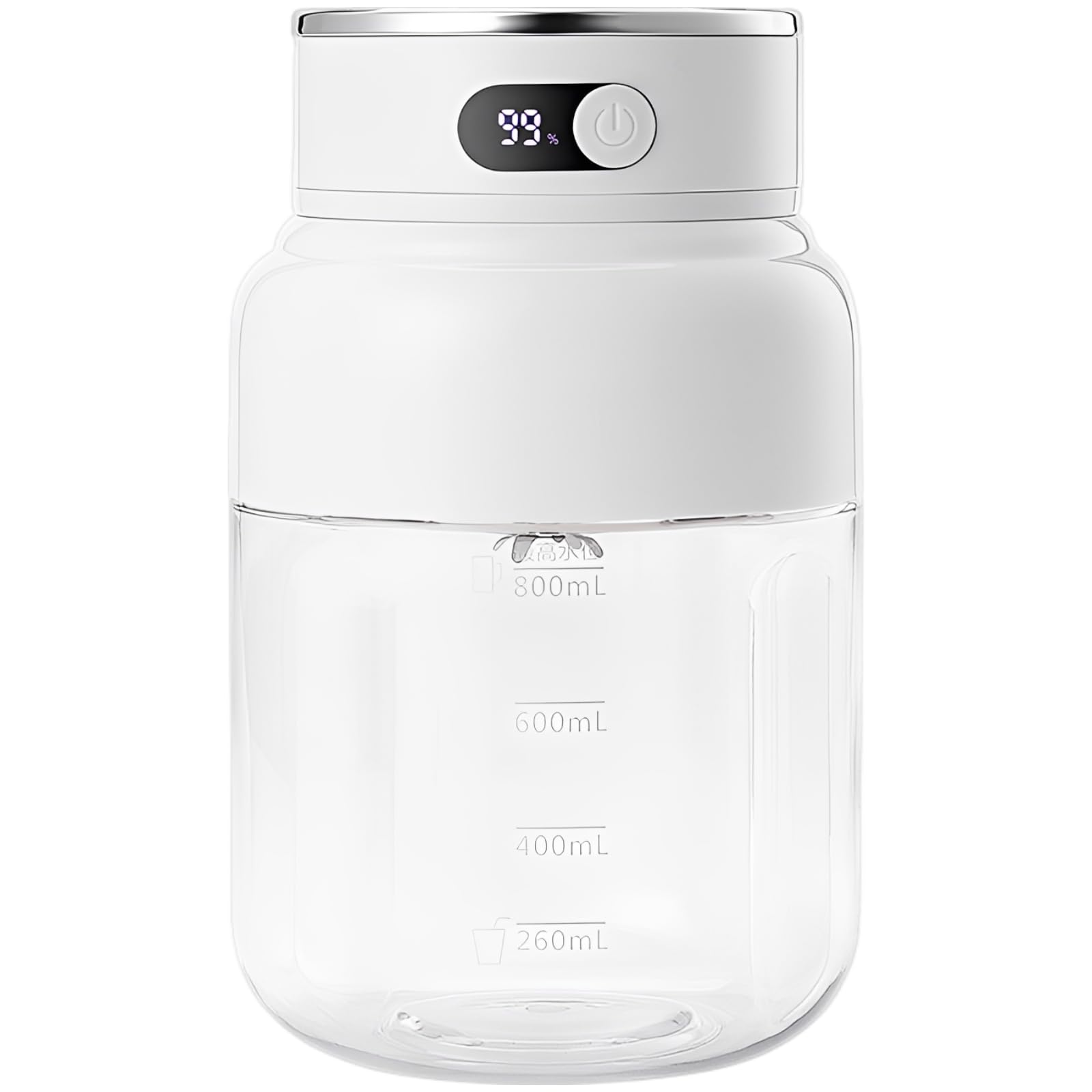 Batidora portátil de 27 onzas, licuadora personal de 80 W con pantalla LED, procesador de alimentos de viaje de acero de 50 paletas, doble tapa, batería de 2600 mAh, para deportes, camping y hogar