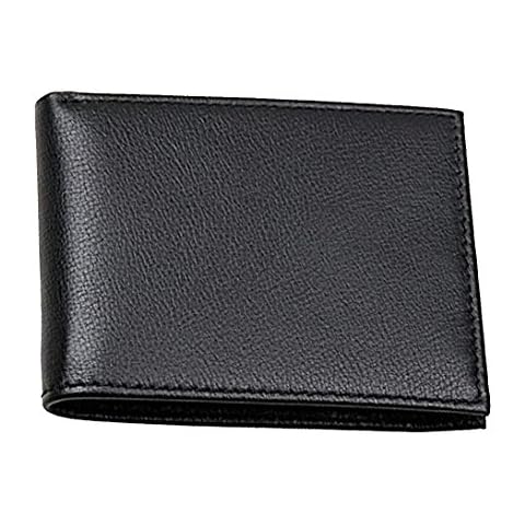 RAS Mens Slim Classic Bifold 6 Cards Wallet Genuine Leather Billfold Wallet 125 Black Cover
