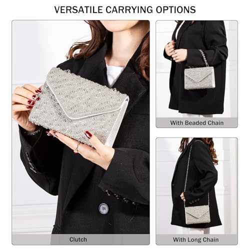 Image of Rhinestone Clutch Purse for Women, Sparkly Evening Handbag | V-shape Decoration, Glitter Finish, Converts to Crossbody & Shoulder Bag, Ideal for Wedding Party Prom & Formal Events