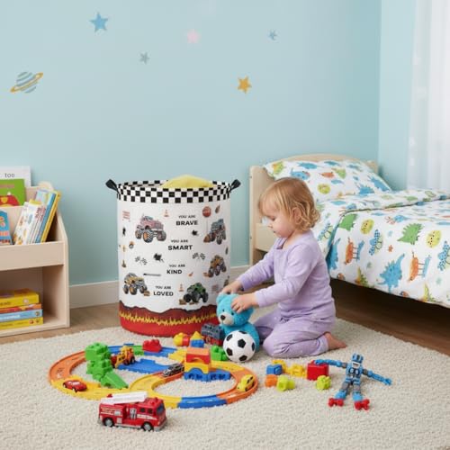 Image of Baby Laundry Hamper kids laundry Basket Waterproof Laundry Bag for Bedroom Clothes Organizer Room Decor(Truck)