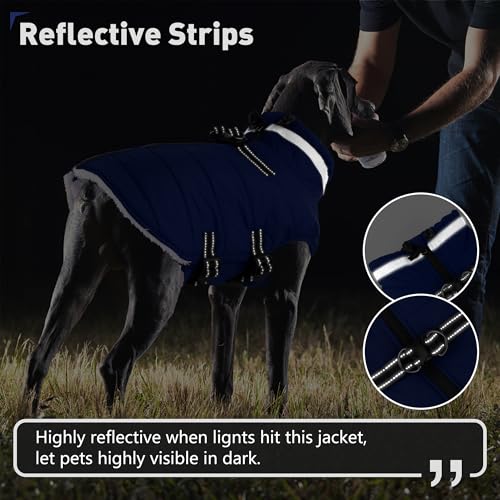Image of Dogcheer Dog Warm Coat, Waterproof Dog Jacket with Harness - Blue,XL | Reflective Adjustable Puppy Winter Coat with Zipper, Christmas Dog Puffer Jacket, Fleece Cold Weather Coats for Large Dogs