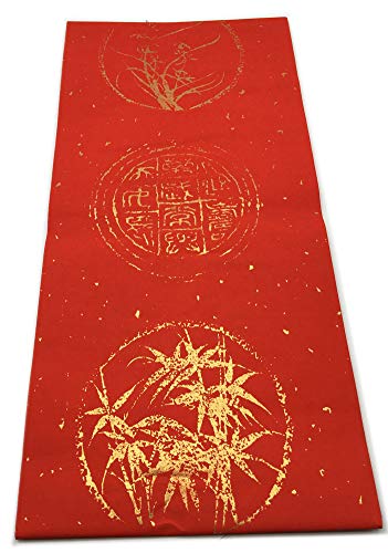 Easyou Handmade Red Xuan Paper with Dragons and Phoenixes Coated for Couplet 7 Characters W:17L:102c - //coolthings.us