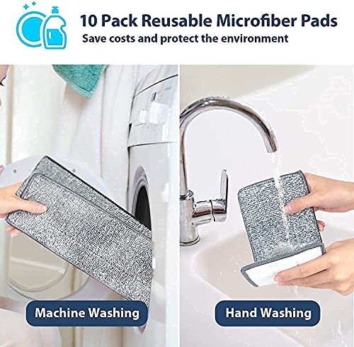 Image of Floor Mop with Bucket Set - Microfiber Flat Mop with Wringer System 360 Degree Rotating Head Easy Clean Cleaning System for Home Kitchen Tiles Wooden Floors