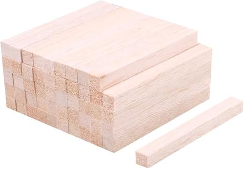 50 varillas cuadradas de madera, palos cuadrados de madera sin terminar, manualidades, proyectos de bricolaje