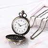 JewelryWe Steam Train Pocket Watch: Vintage Men Women Bronze Classical Hunter Sculptured Antique Quartz Analogue Carved Pocket Watches with Chain #1
