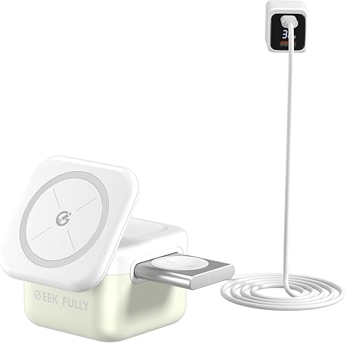 Cargador magnético 3 en 1 de 15 W de carga rápida plegable para dispositivos Apple compatible con teléfono, AirPods 3/2/Pro, serie iWatch (incluye