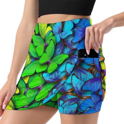 Jupe short de sport femme imprimé papillon avec poche de rangement