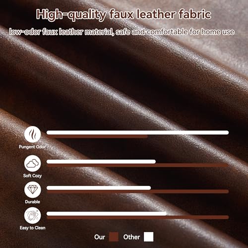 Image of 71 inch Faux Leather Modular Sectional 3 Seater Couch,Brown