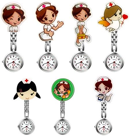 Women's Nurse Watch Clip-on Stethoscope Badge Doctors Medical Lapel Pocket Clasp Fob Watches Cute Style for Girls