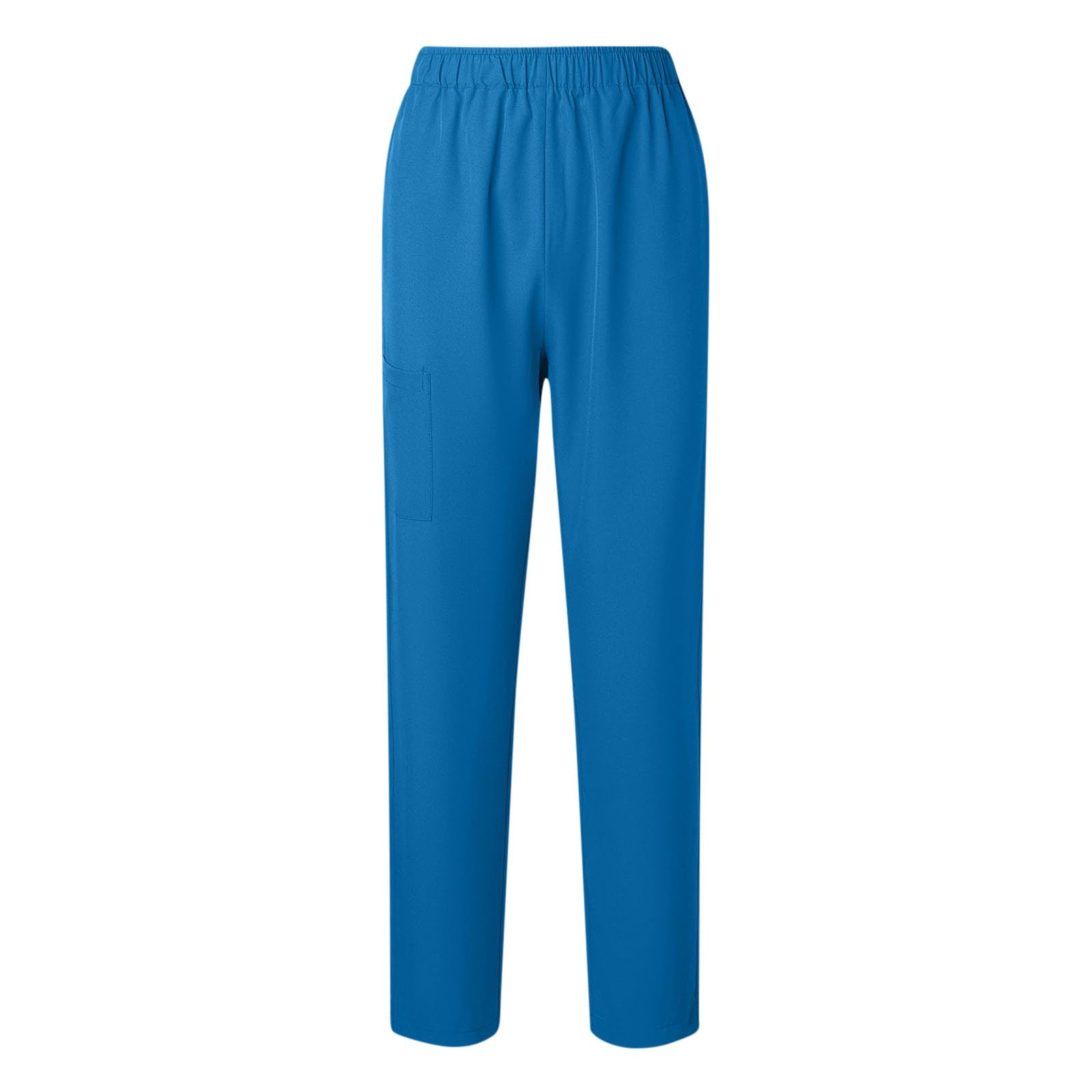 Women Scrub Pants Straight Leg Pull-on Pant Elastic Waist Stretchy Bottoms Nursing Work Trousers with Pocket