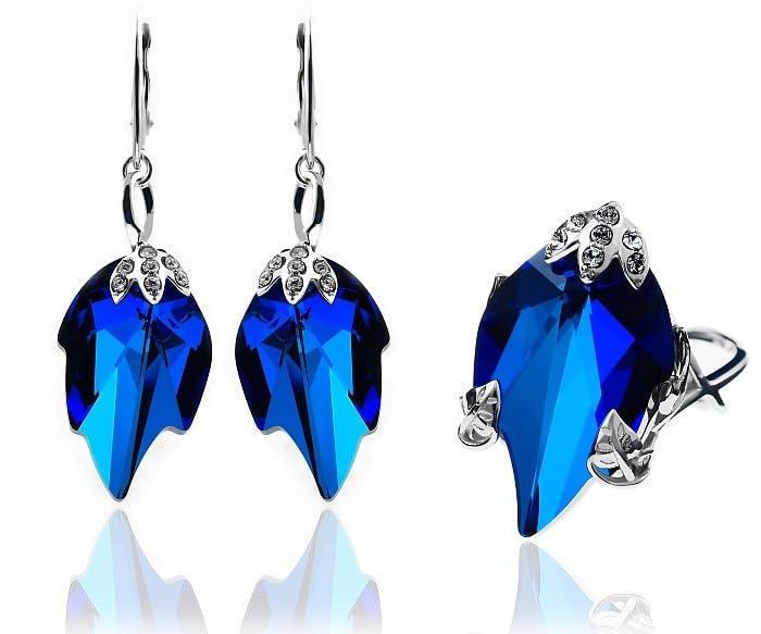 Anillo y pendientes de plata 925 ARANDE Original Crystals joyeria fina cristal
