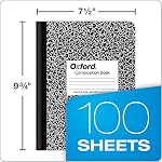 Oxford Composition Notebooks, 6 Pack, College Ruled Paper, 9-3/4" x 7-1/2", 100 Sheets Each, Black Marble Cover, Permanently Bound, Notebooks for School, Office, and Home Writing