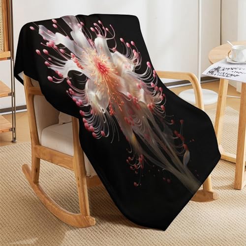 Linge de lit couverture légère en polaire de flannel fleurs 3D 180x200