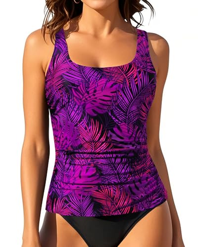 Image of Aqua Eve Tankini Tops for Women Swimwear Top Only Tummy Control Bathing Suit Top No Bottom (Available in Plus)