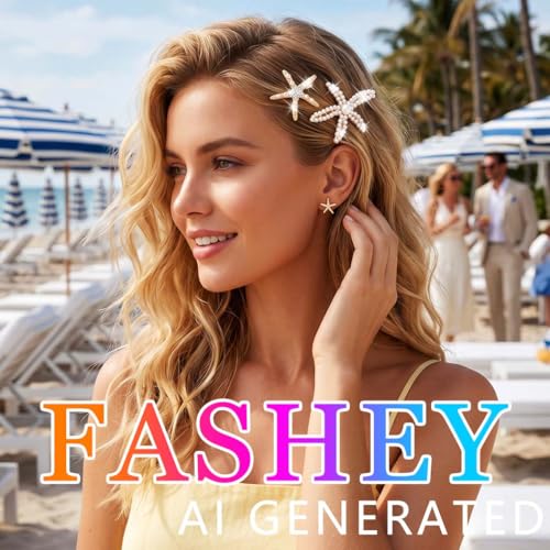 Pinzas para cabello Fashey estrella de mar con diseño de sirena, detalle en strass dorado miniatura 5