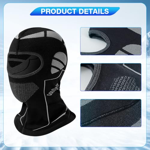 Image of PROBEROS Unisex Nylon Winter Balaclava Face Mask for Bikers & Cyclists, Thermal UV-Protected Stretchy Helmet Mask & , Neck Gaiter for Skiing, Motorcycle Riding, Running, Black, Free Size