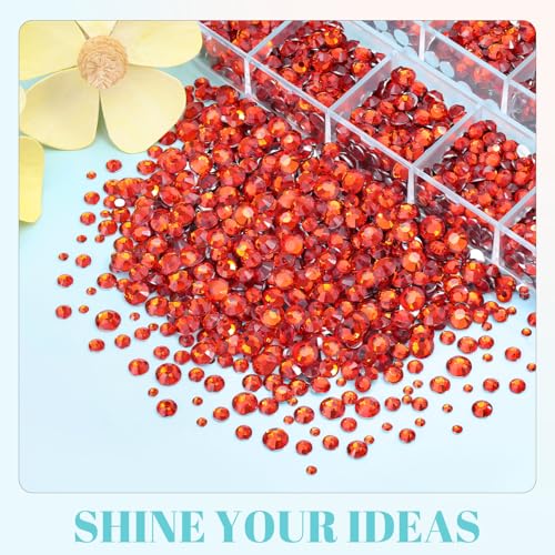 Image of 6100Pcs Resin Rhinestones for Crafting with 2Pcs 10ml B7000 Jewelry Glue, 1 Box Flatback Crystals Diamond (Red Zircon) for Bedazzling Crafts DIY Nail Art,Non Hotfix Gems for Clothing Shoes Tumblers