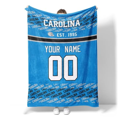 ANTKING Carolina Throw Blanket Custom Name and Number Blanket for Men Women Boy Gifts