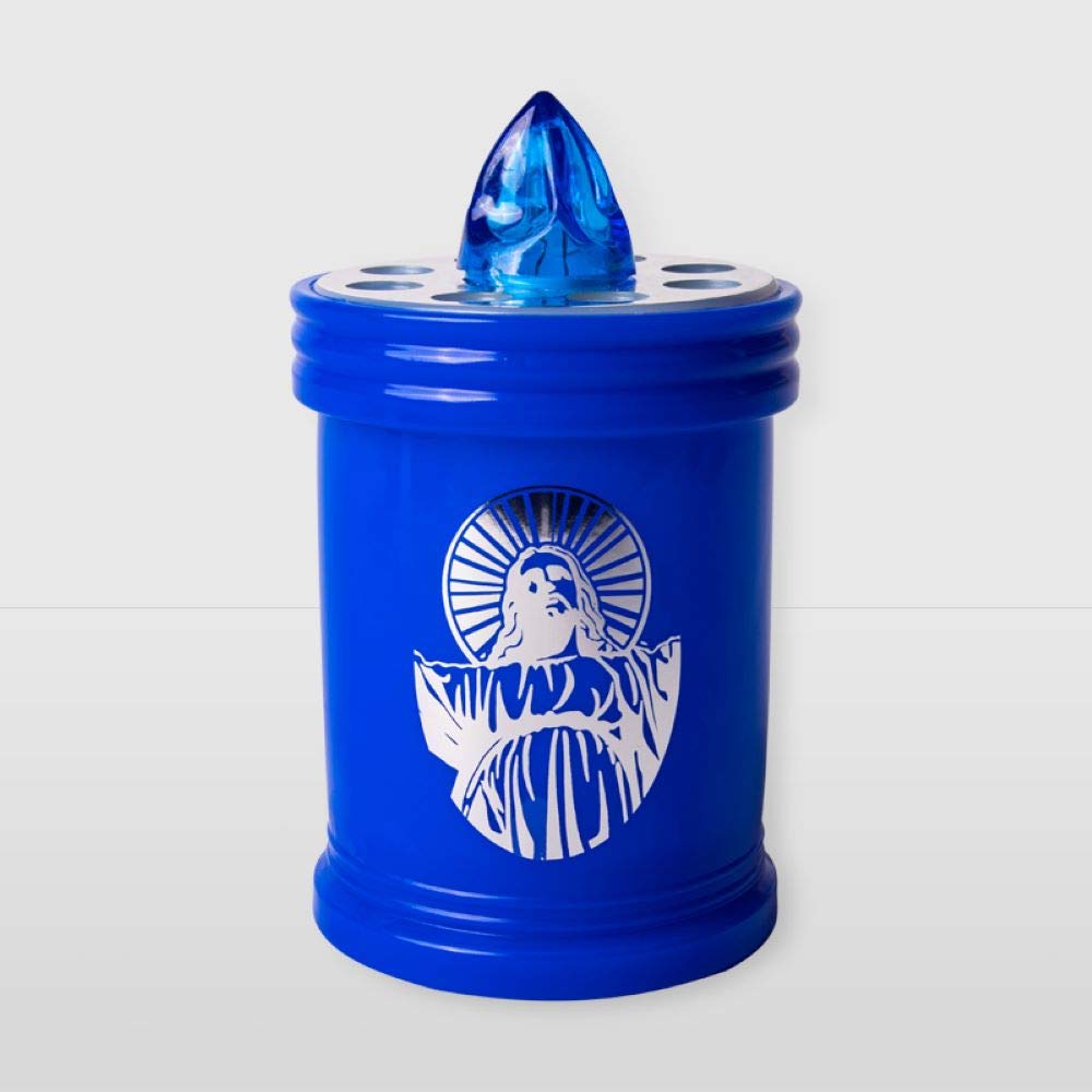 La Briantina Blue Led Electric Tealight Light, 60 Days, Blue with Design and Fixed Light Blue, 11xø6.5 cm
