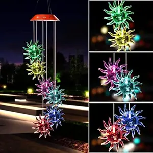 Wind Chimes Outdoor,Solar Color Changing LED Light Lamp Six Balls Mobile Romantic Wind-Bell for Home, Party, Festival Decor, Night Patio Yard Garden Decoration(Crystal Ball) 2 PCS