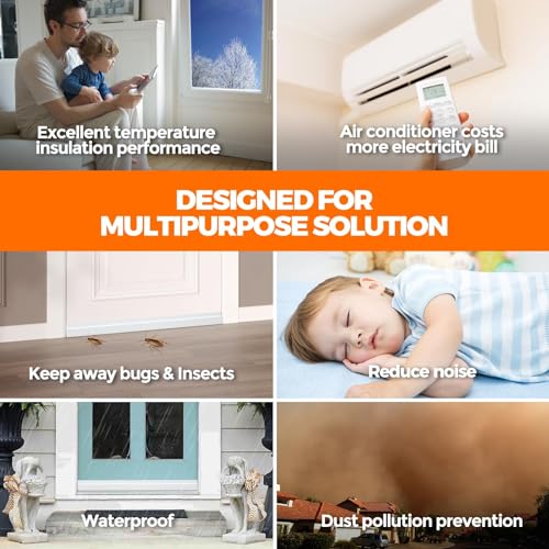 Image of Holikme Door Draft Stopper Under Door Draft Blocker Insulator Door Sweep Weather Stripping Noise Stopper Strong Adhesive White 39 inch Length | Under Door Draft Insulator Strong Adhesive Silicone Garage Window Strip Blocker Cold Air & Noise, Easy Install Save Energy