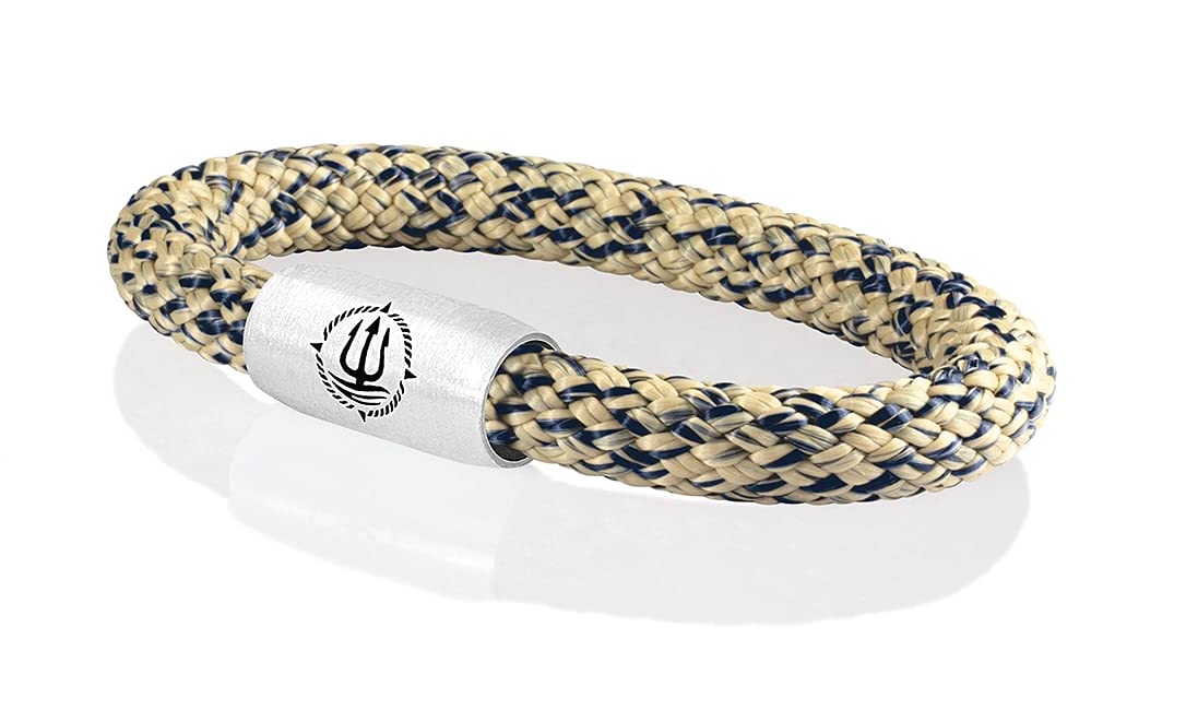 Maritimes Seemannsgarn Segeltau Armband navy-blau-beige 8mm